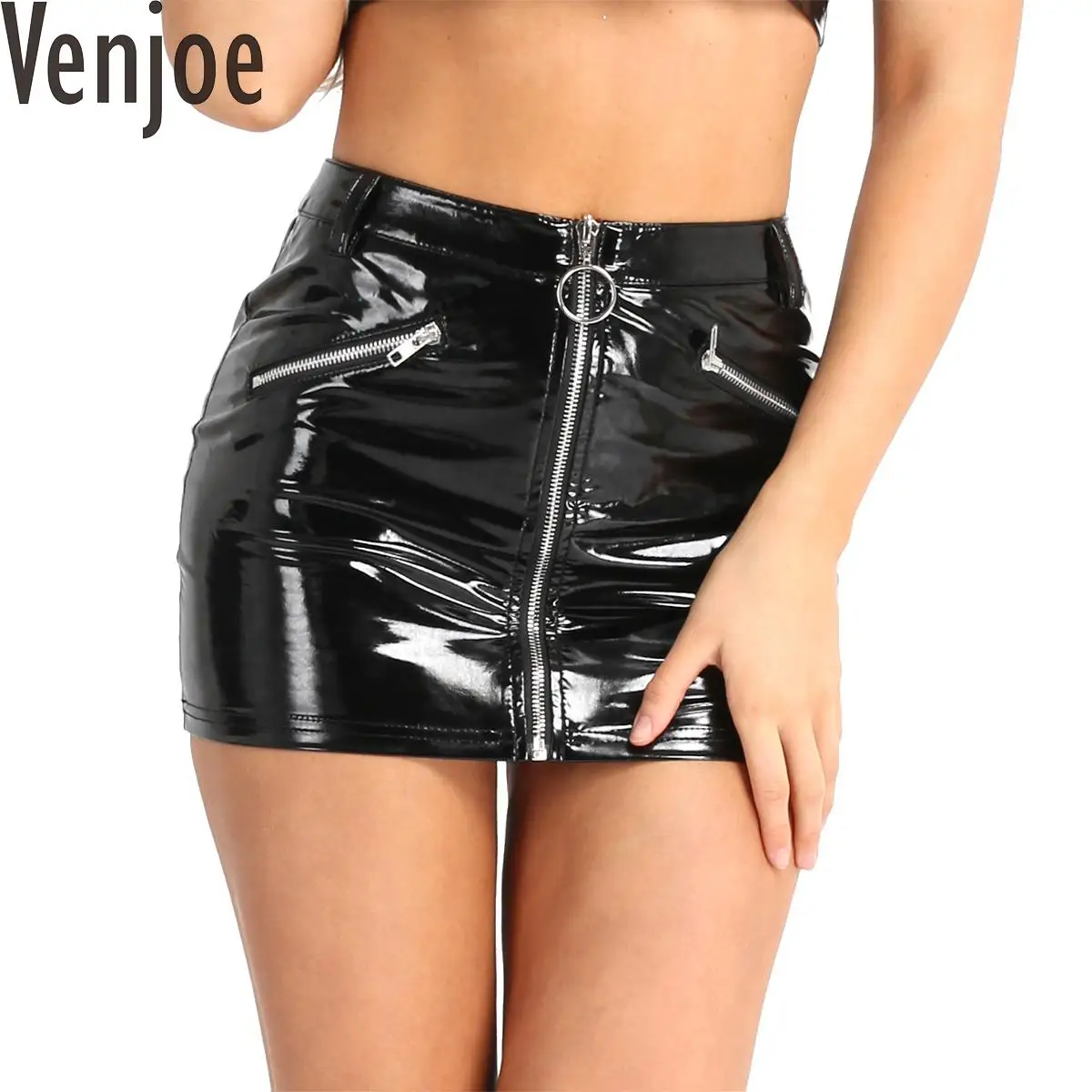 

Women Ladies Wetlook Faux Leather Hip Mini Skirt Stretchy Short Bodycon Miniskirt Rave Party Nightwear Pole Dancing Clubwear