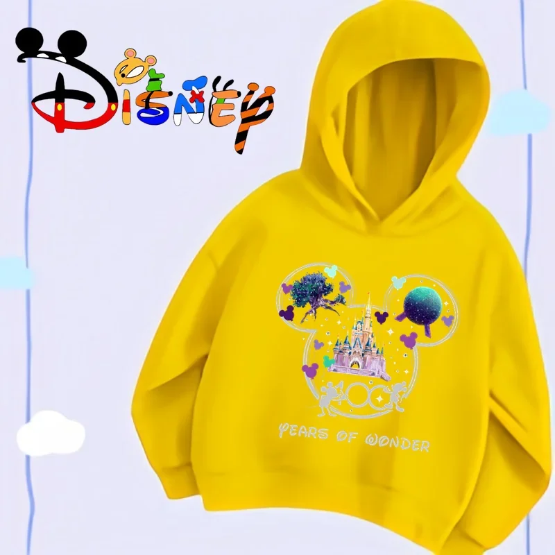 New children\'s hoodie fall Disney 100 years Mickey cartoon pattern print fashion men and women hooded children\'s hoodie coat