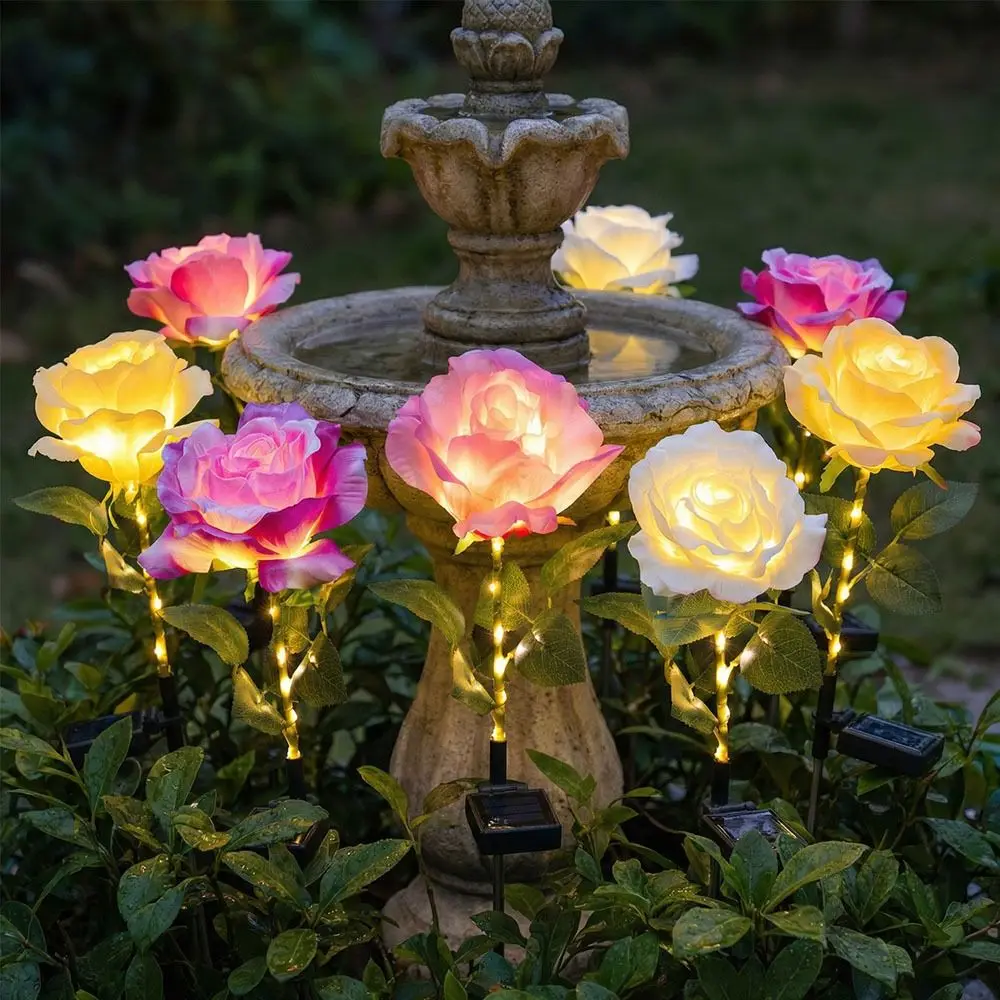 

LED LED Solar Rose Lamp Rose Flower Rechargeable Solar Lamp Sunlight Waterproof Garden Lawn Lamp Landscape Lighting