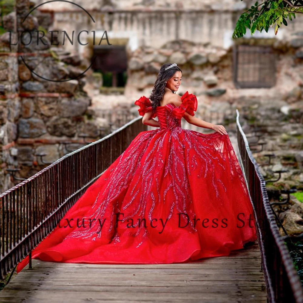 

Изысканные платья Quinceanera с блестками, 2025 г., бальные платья с открытыми плечами для дня рождения, Sweet 15, индивидуальные abiti da cerimonia