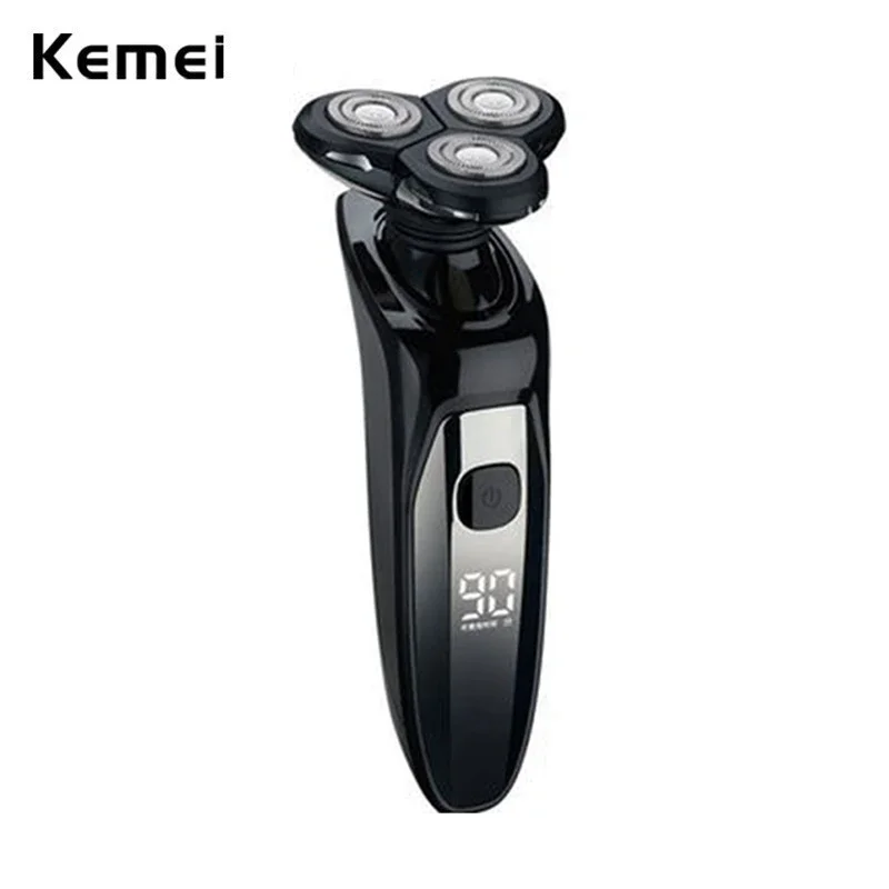 Kemei LCD Display Waterproof Electric Shaver Men Wet Dry Beard Razor Facial Shaving Machine Rechargeable KM-1524