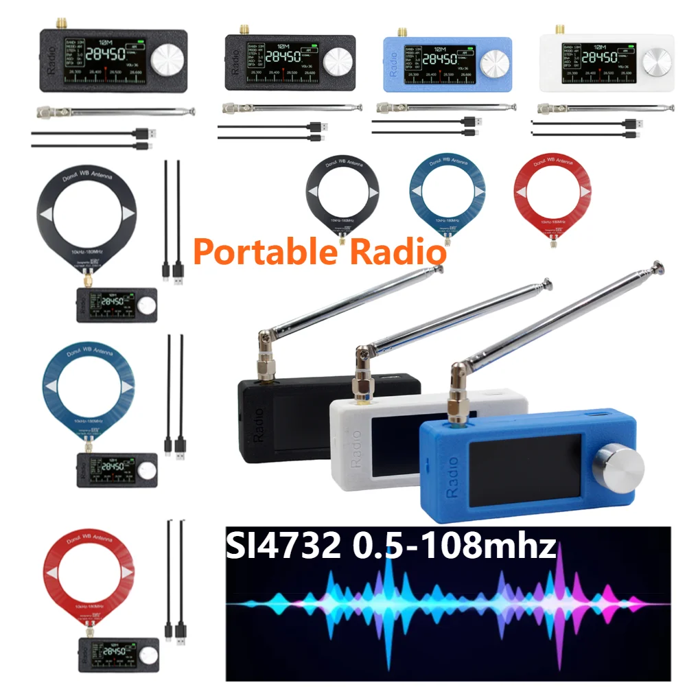 SI4732 0.5-108mhz Przenośne radio 1.9 cala IPS Kieszonkowe mini radio AM FM Odbiornik radiowy na wszystkie pasma z anteną HF SW MW Radio