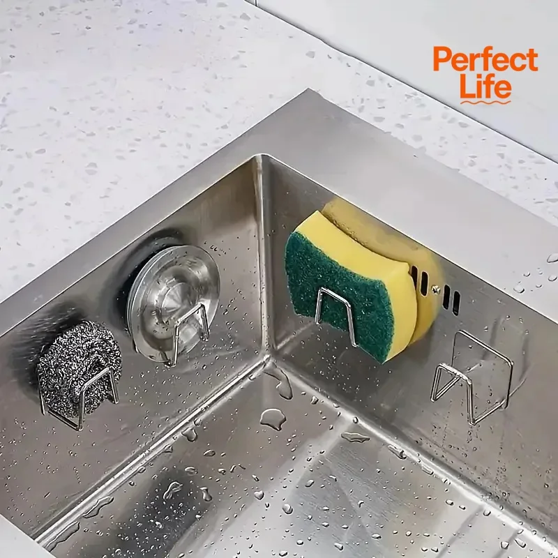 1/4Pcs New Self Adhesive Sink Drain Drying Rack Kitchen Wall Hooks Wire Ball Organizer Bathroom Storage Holder