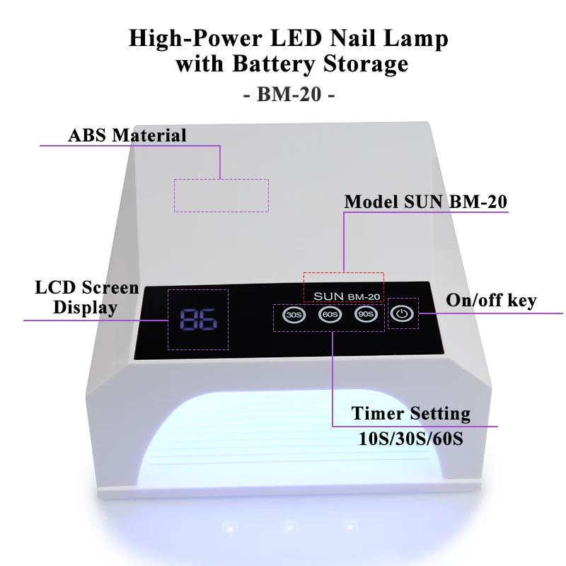 Lampada per unghie UV ricaricabile a LED Lampada per lucidatura professionale per unghie 42LED Asciugatrice rapida per unghie per strumento per salone di bellezza per polimerizzazione del gel per unghie