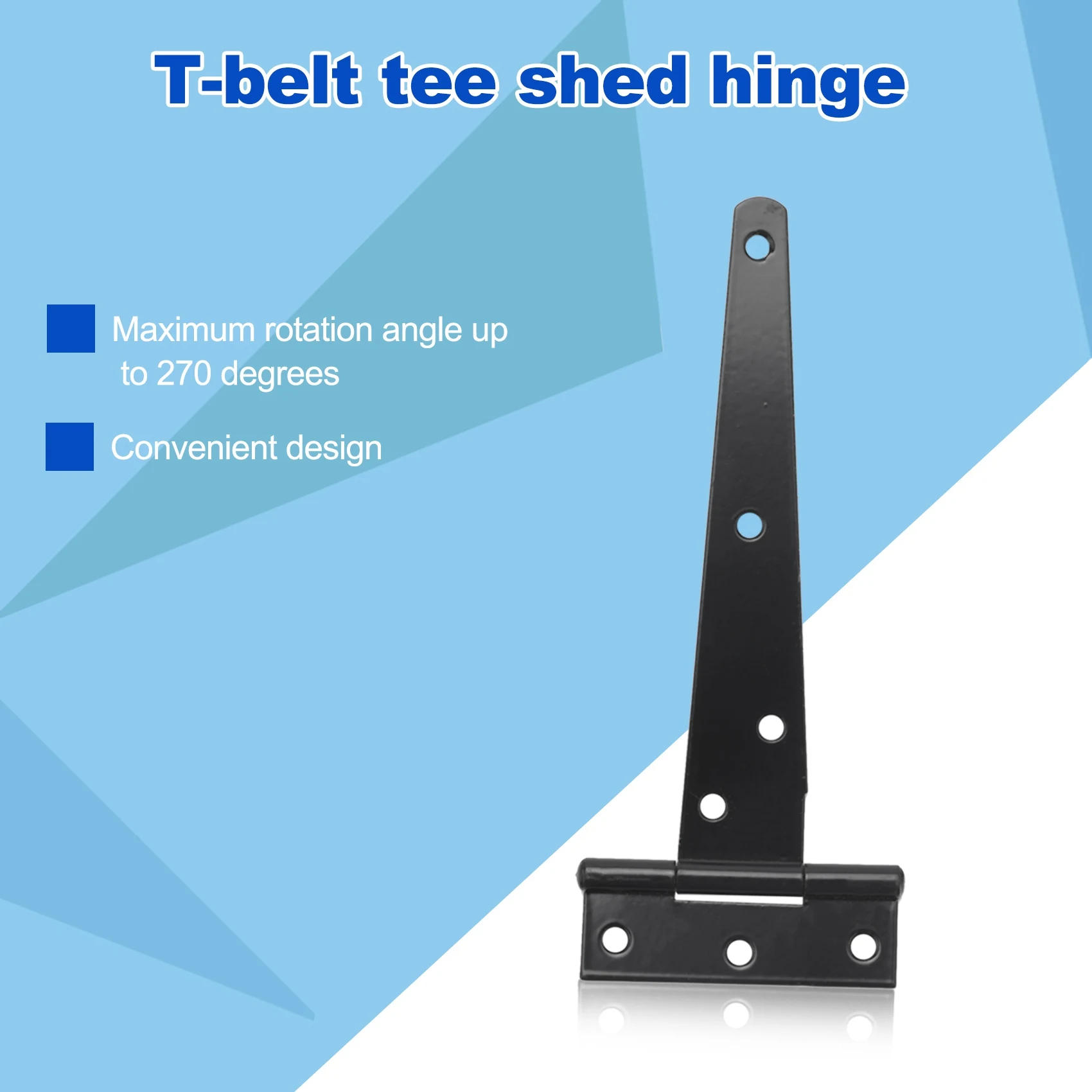 AEE6-4 PCS 6 Inch Heavy Duty Door Hinges T-Strap Tee Shed Hinge Gate Hinges For Wooden Gates Hinges (Black)