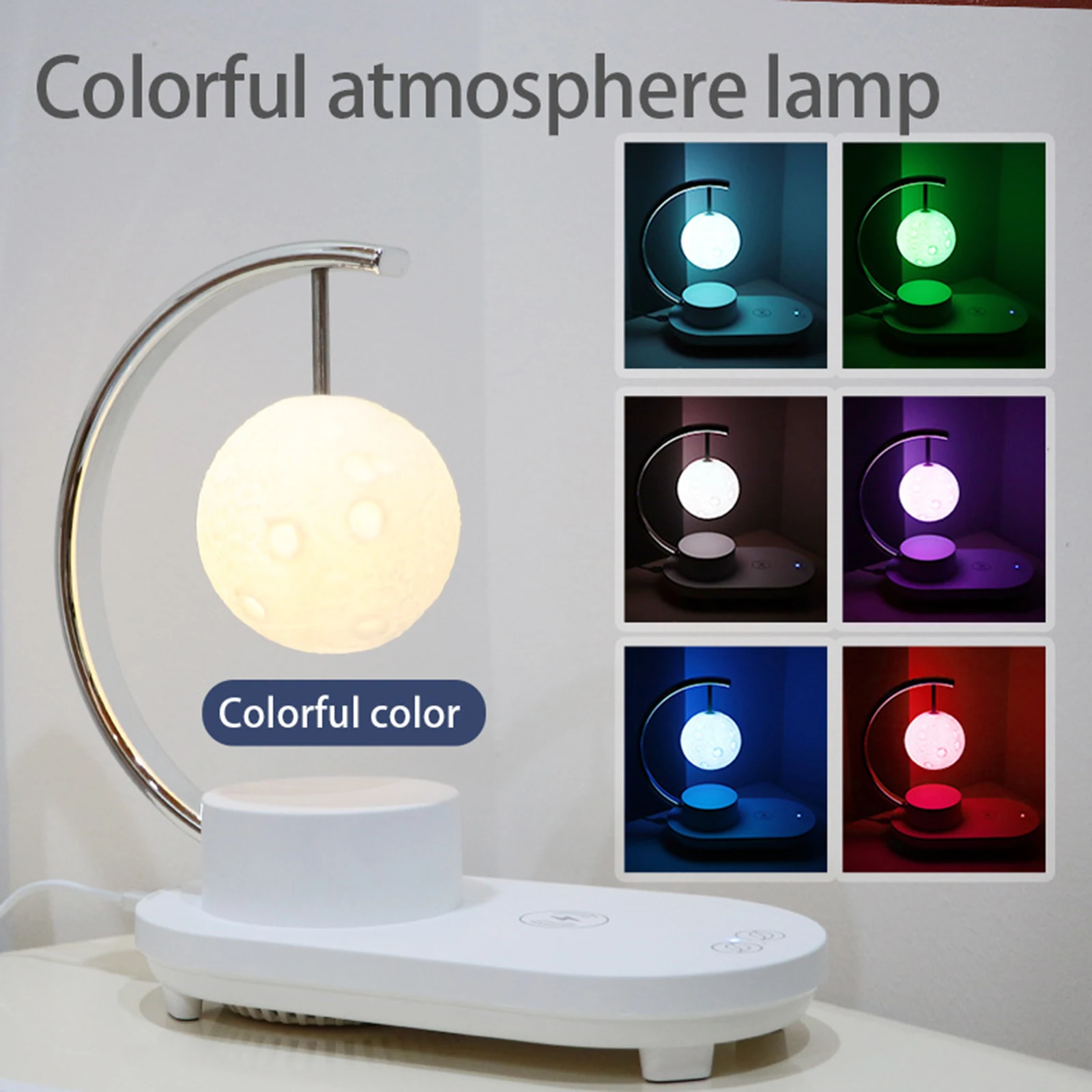 3 In 1 luce notturna a Led colorata per atmosfera con supporto per altoparlante Bluetooth ricarica Wireless per telefono cellulare lampada da comodino per camera da letto