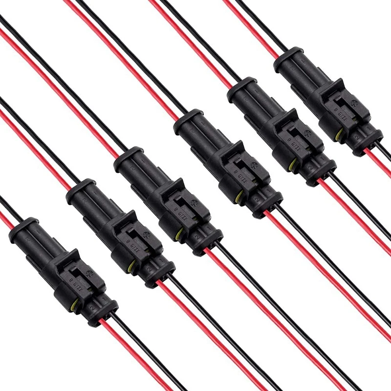 2 Pin Connector,Way 16 AWG Wire,Waterproof Wire 1.5mm Series Terminal Connector,Suitable for Car Truck(6 Kit)