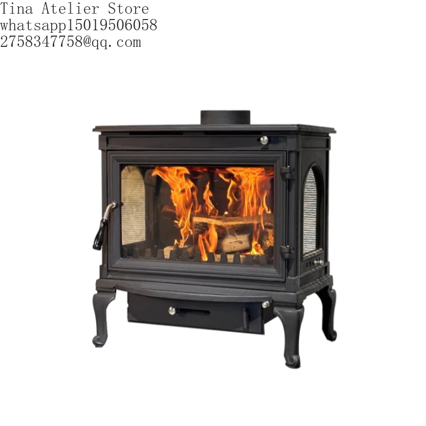 Freestanding Modern Cast Iron Wood-Burning Stove with Wooden Fireplace 90% Efficiency for Workshop Villa & Living Room Heating