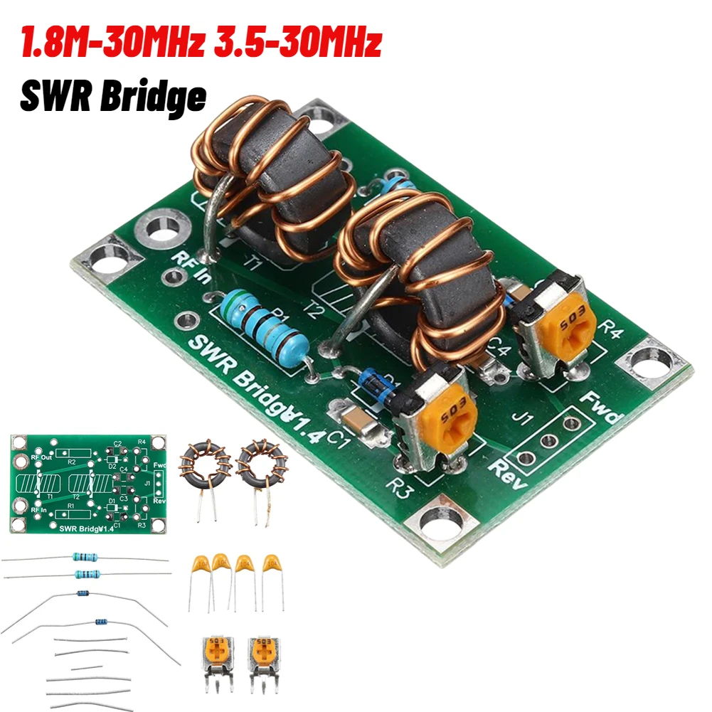 1.8M-30MHz 3.5-30MHz SWR Bridge For RF Network SWR Standing Frequency Radio Frequency Reflective Module DIY Board Kit