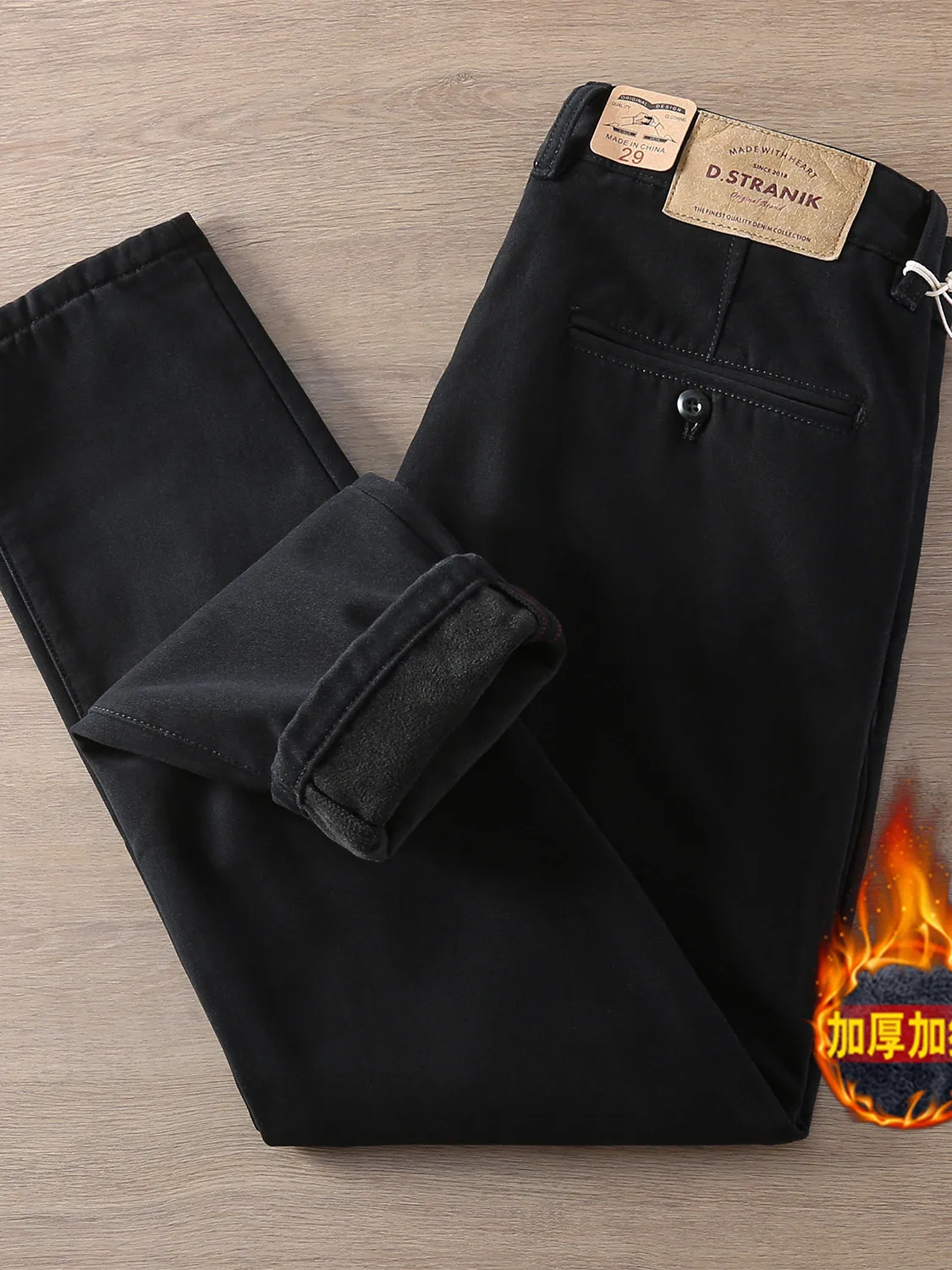 

Мужские зимние утепленные брюки прямого кроя из хлопка, повседневные, для работы, винтажные, для поездок на работу, деловые