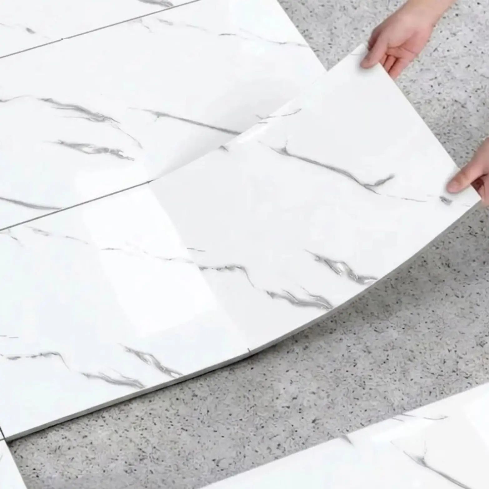 10-50pcs Self-Adhesive IXPE Wall Stickers - Classic Marble Pattern Tile Decals, Elegant and Versatile for Kitchen Bathroom etc