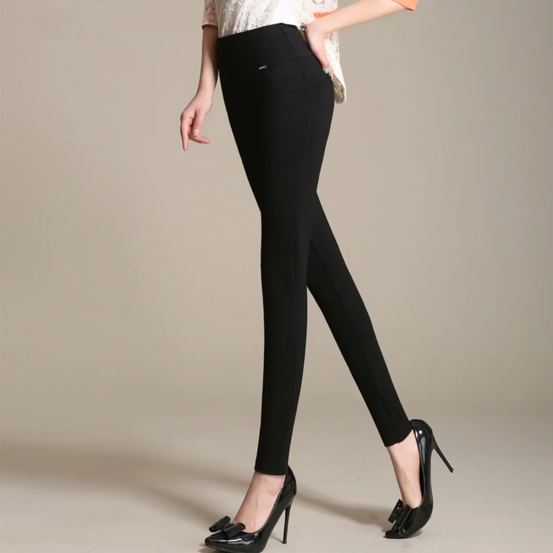 

High Waist Large Size Stretch Tights Women High Waist Straight Pants Work Pants Trousers