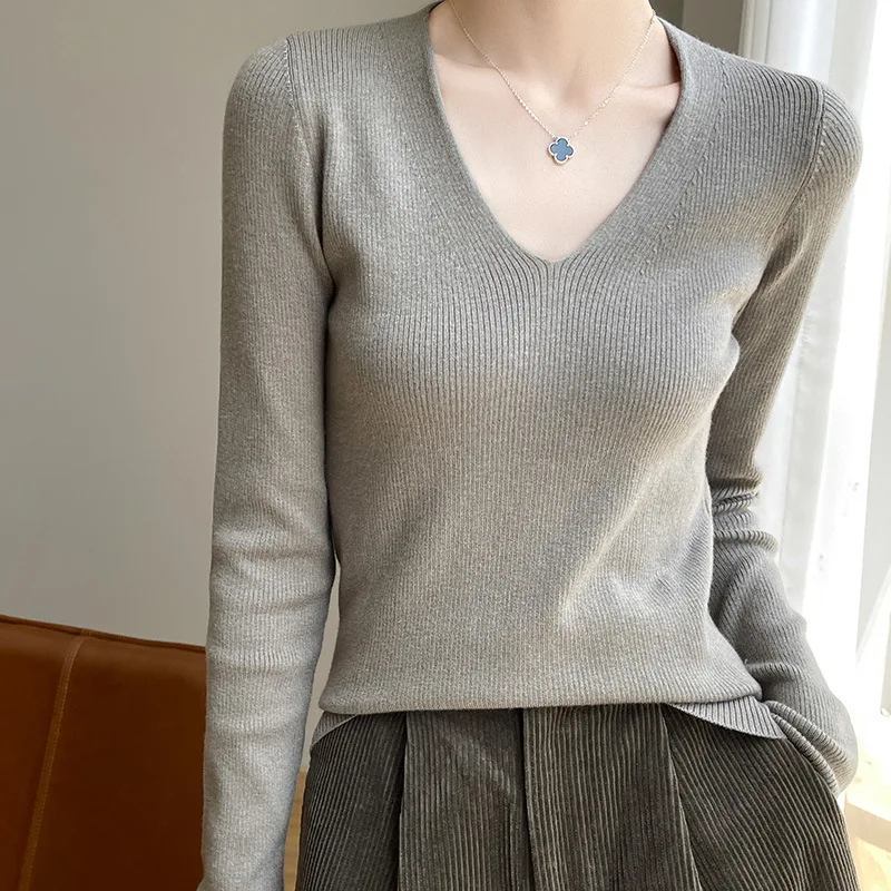 24 Early Autumn New Manufacturers Strictly Choose Worsted Wool Wide Design Slim Slimming Women's Knitted Pullover Top