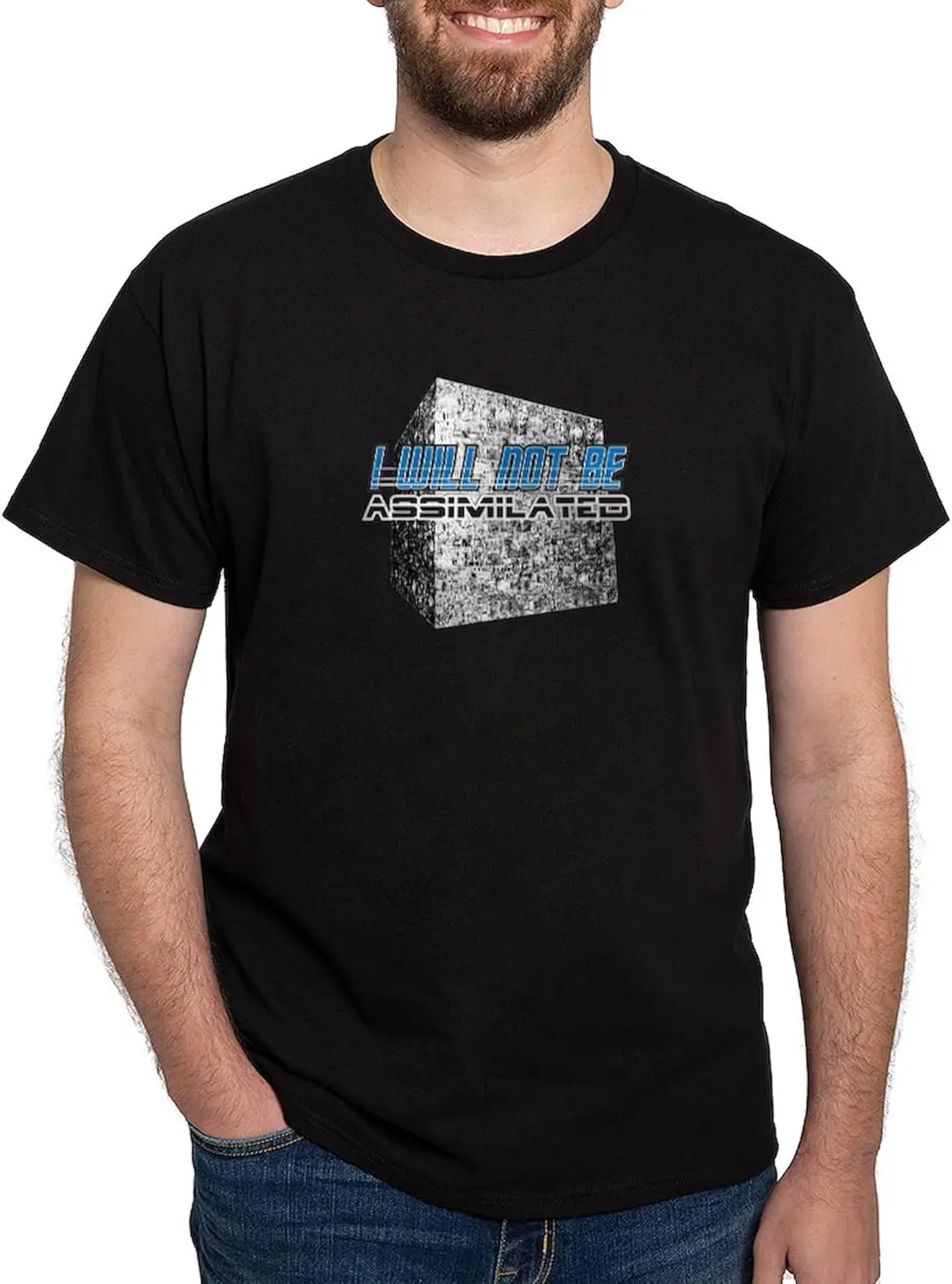 CafePress Borg Cube Black T Shirt Men's 100% Cotton, Classic Graphic Dark T-Shirt