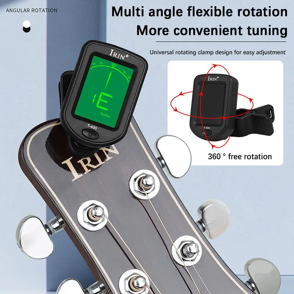 1pcs Guitar Tuner Digital Clip-on Tone Tuner For Electric Ukulele Bass Violin Universal 360degree Rotatable Sensitive L3s4