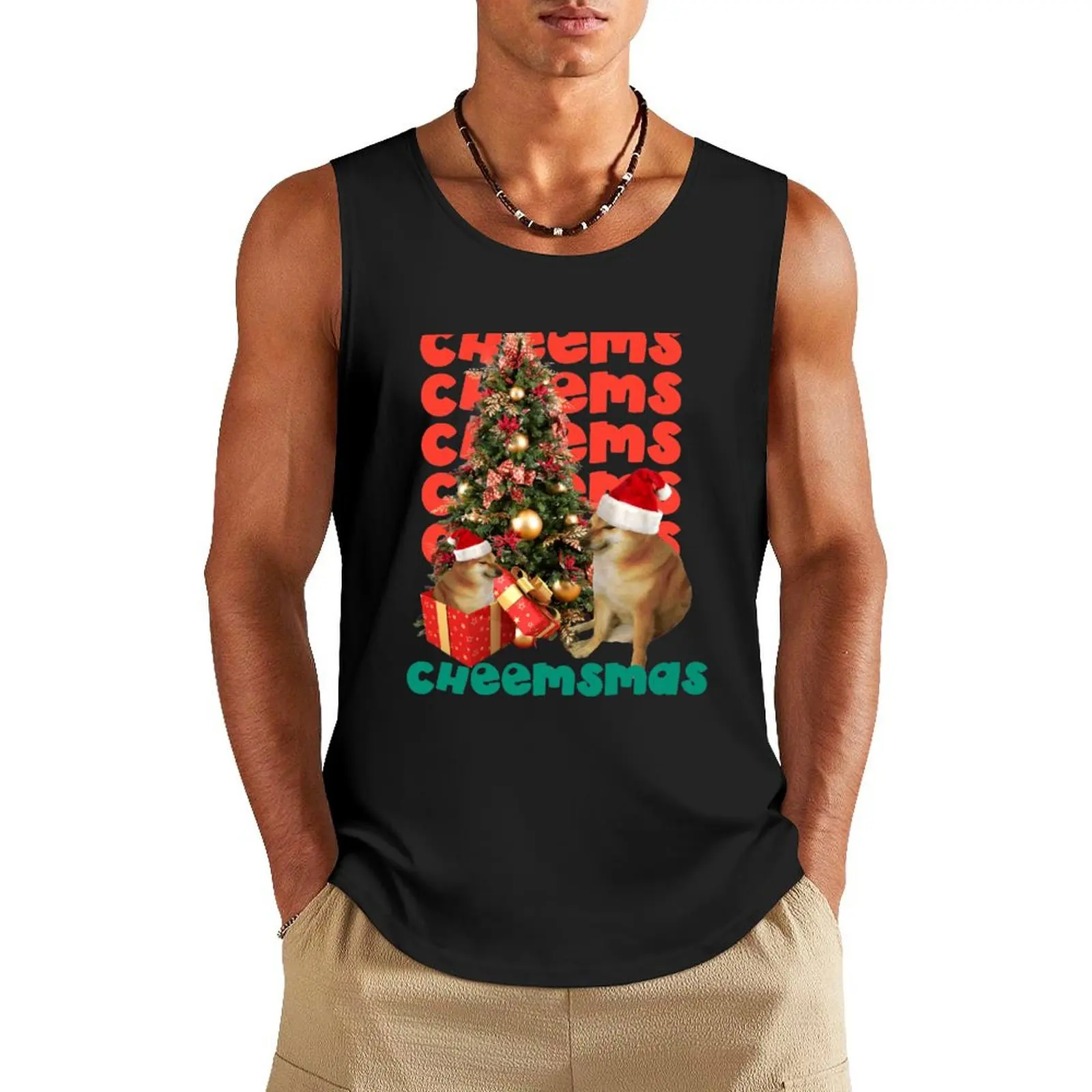 Cheems Tank Top Men's sleeveless gym Men's t-shirts sleeveless gym shirt man fitness Bodybuilding shirt