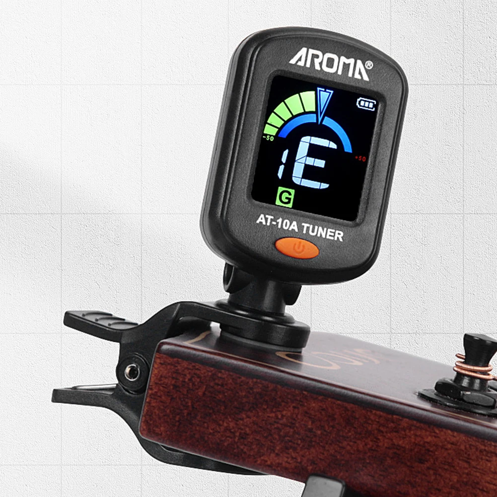 AT-01A จูนเนอร์กีตาร์ Rotatable Clip-on จูนเนอร์จอแสดงผล LCD สําหรับกีตาร์อะคูสติก/ไฟฟ้า Ukulele ไวโอลินเบสกีตาร์อุปกรณ์เสริม
