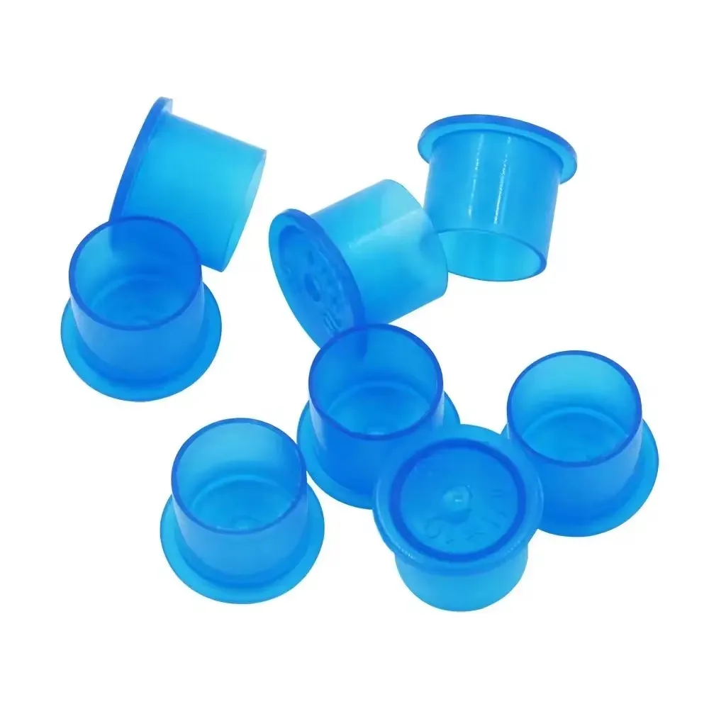 1000/500/100PCS Blue Tattoo Ink Cups S/M/L Plastic Disposable Tattoo Ink Caps with base Pigment Container Cap Tattoo Supply