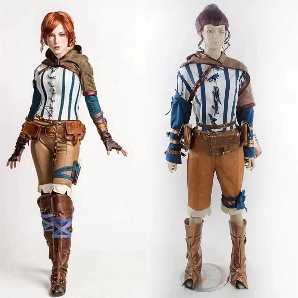 

Triss Merigold Cosplay Costume Women Fancy Combat Suits Full Set Halloween Party Outfits