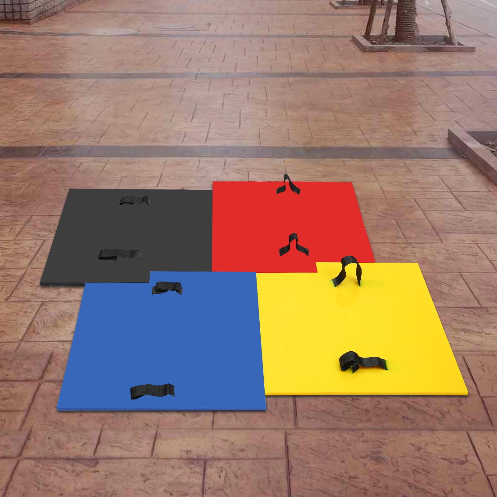 Professional-Grade 24x24in PU Concrete Stamp Mats 4-PC Set, Non-Slip Stone Texture for Driveway & Patio