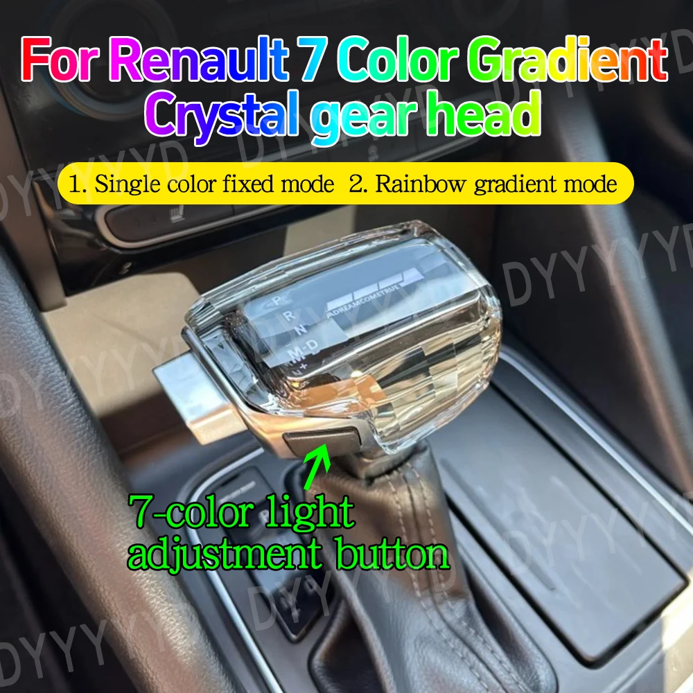 LED Crystal Gear Shift Knob for Renault Koleos Kadjar 2015-2021 Scenic Captur Megane 4 Talisman Automatic Gear Rod Lever Shifter