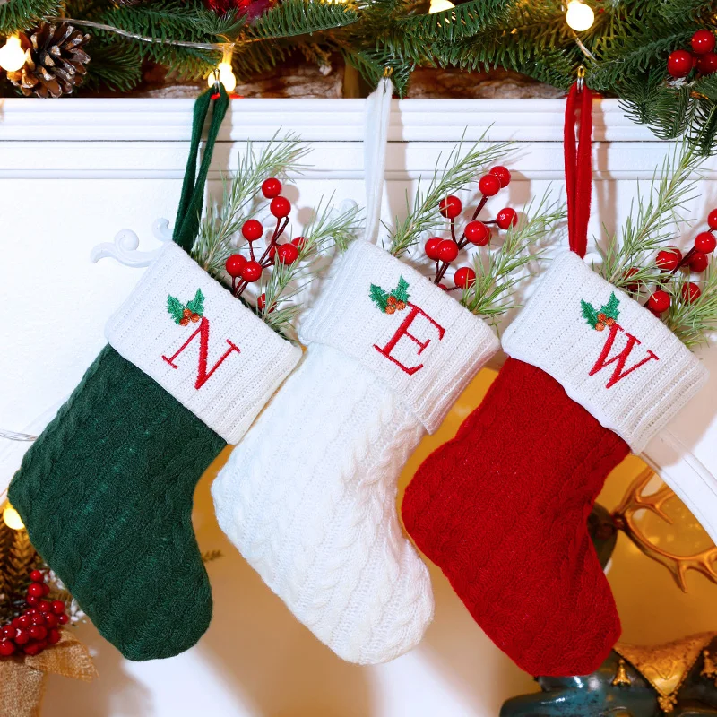 Popular Mini Woolen Christmas Stocking, Red Classic Letter Christmas Dolls, suitable for Babies and Pets