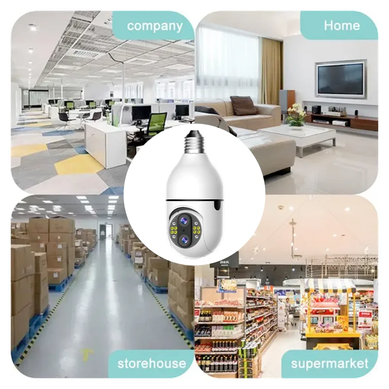 4MP Light Bulb Security Camera Wireless Outdoor Indoor 2.4G WiFi Security Cameras for Home Security 360° Panoramic Camera Motion