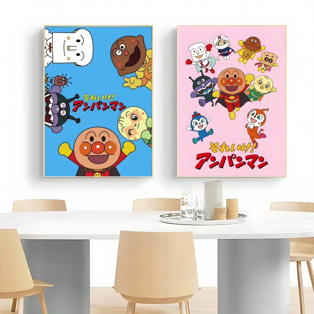 Cheerful Retro A-Anpanman Vintage Japanese Kids Anime Poster Wall Art Print Decorative Mural Home Decor Gift Unframed