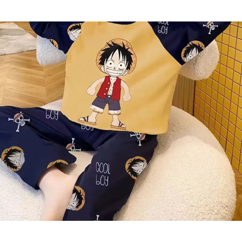 Pijama Luffy para meninos, pijama casual e confortável infantil, ultraman de manga comprida, novo, primavera e outono, 1 pc