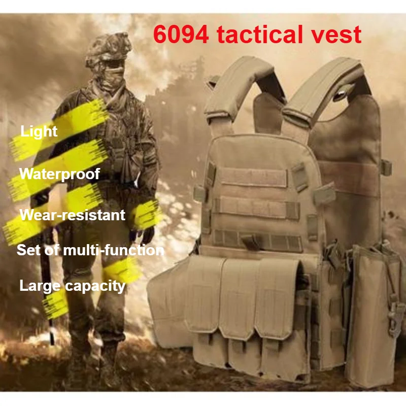 

Тактический жилет 6094 Molle Plate Carrier, регулируемый, дышащий, для страйкбола, охоты, CS, с подсумками и аксессуарами