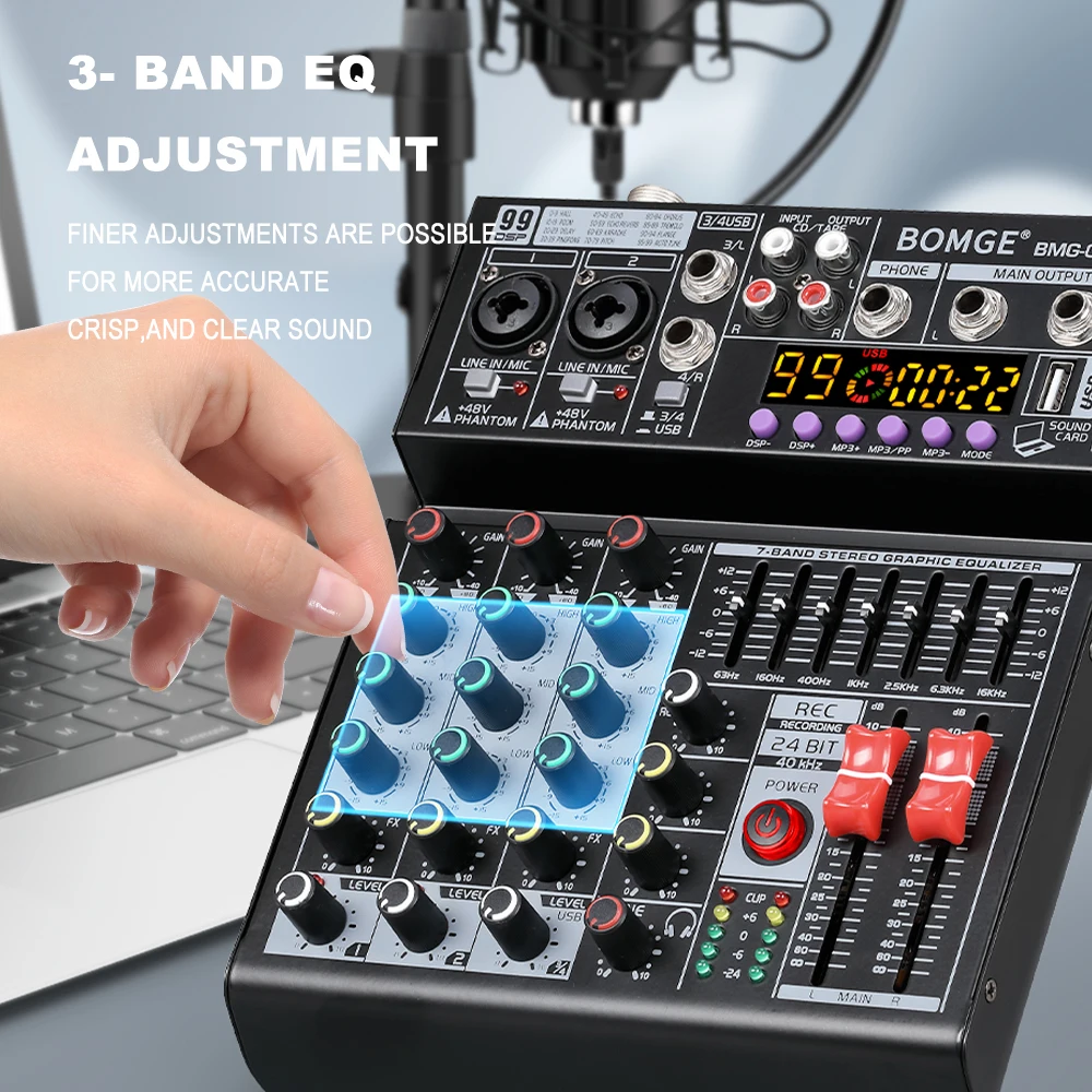 BOMGE 4 Kanal Miksaj Konsolu 9 - Audio Mixer 4 Channel Usb Bluetooth Pc incelemesi ve fiyatı