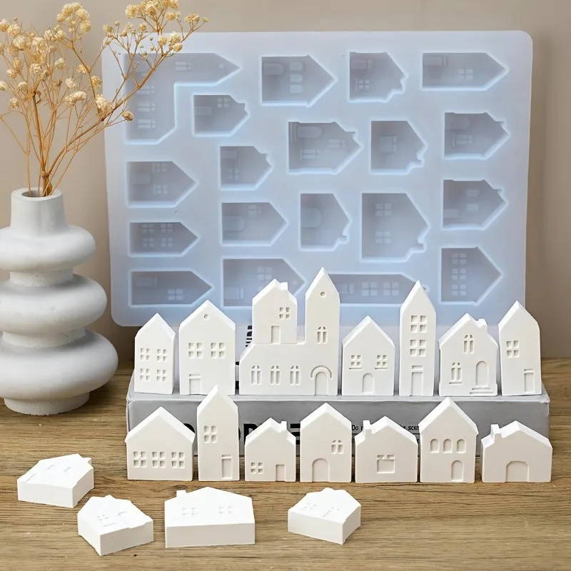 

2pcs/set Striped Tray Mini House Silicone Mold DIY Handmade Candle Soap Resin Casting Mold Home Decoration Craft Making Tool