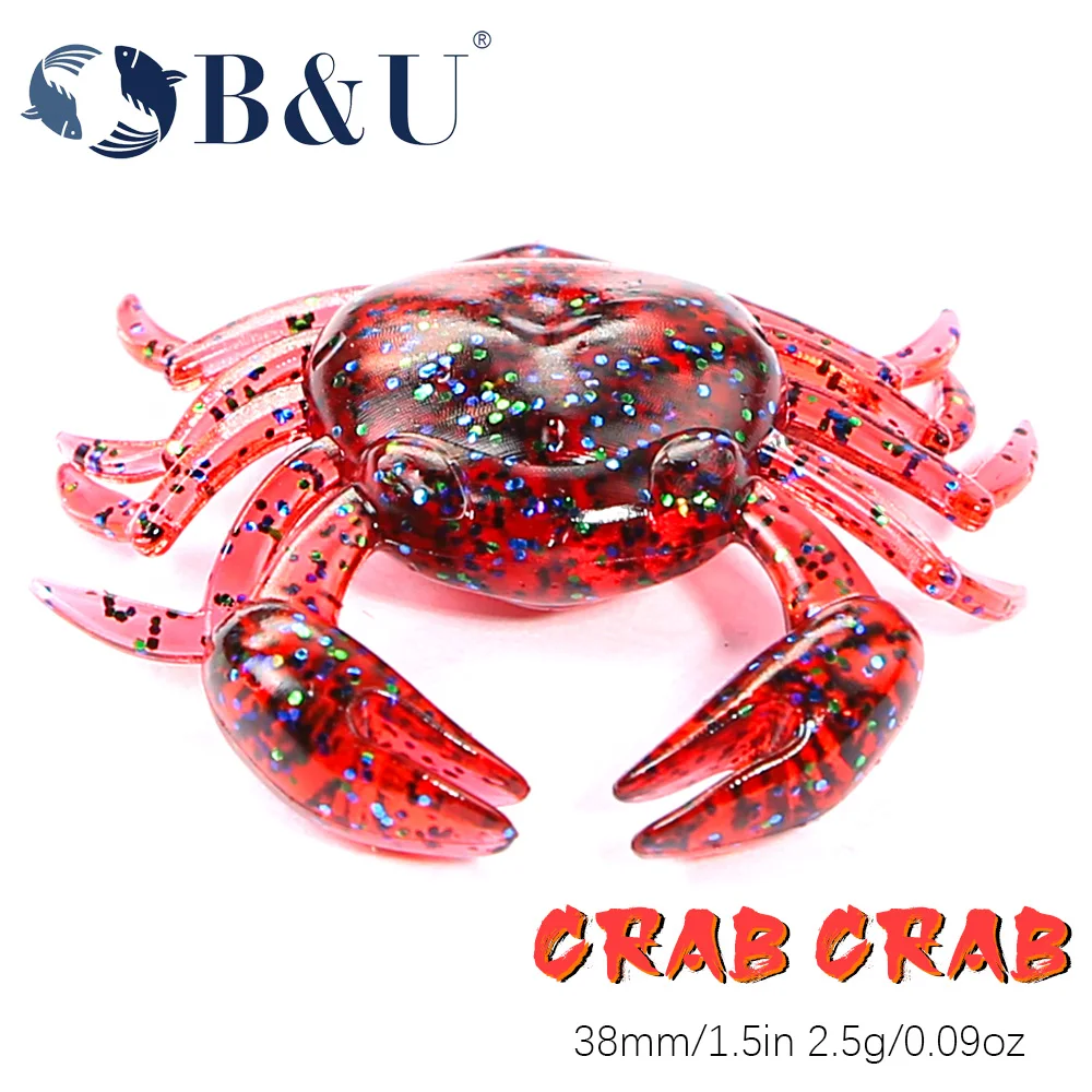 

B&U 12pcs Crab Lure 3D Simulation Crab Bait Artificial Bait Soft Bait Bass Wrasse Cod Sea Fishing Hook Tackle Tool