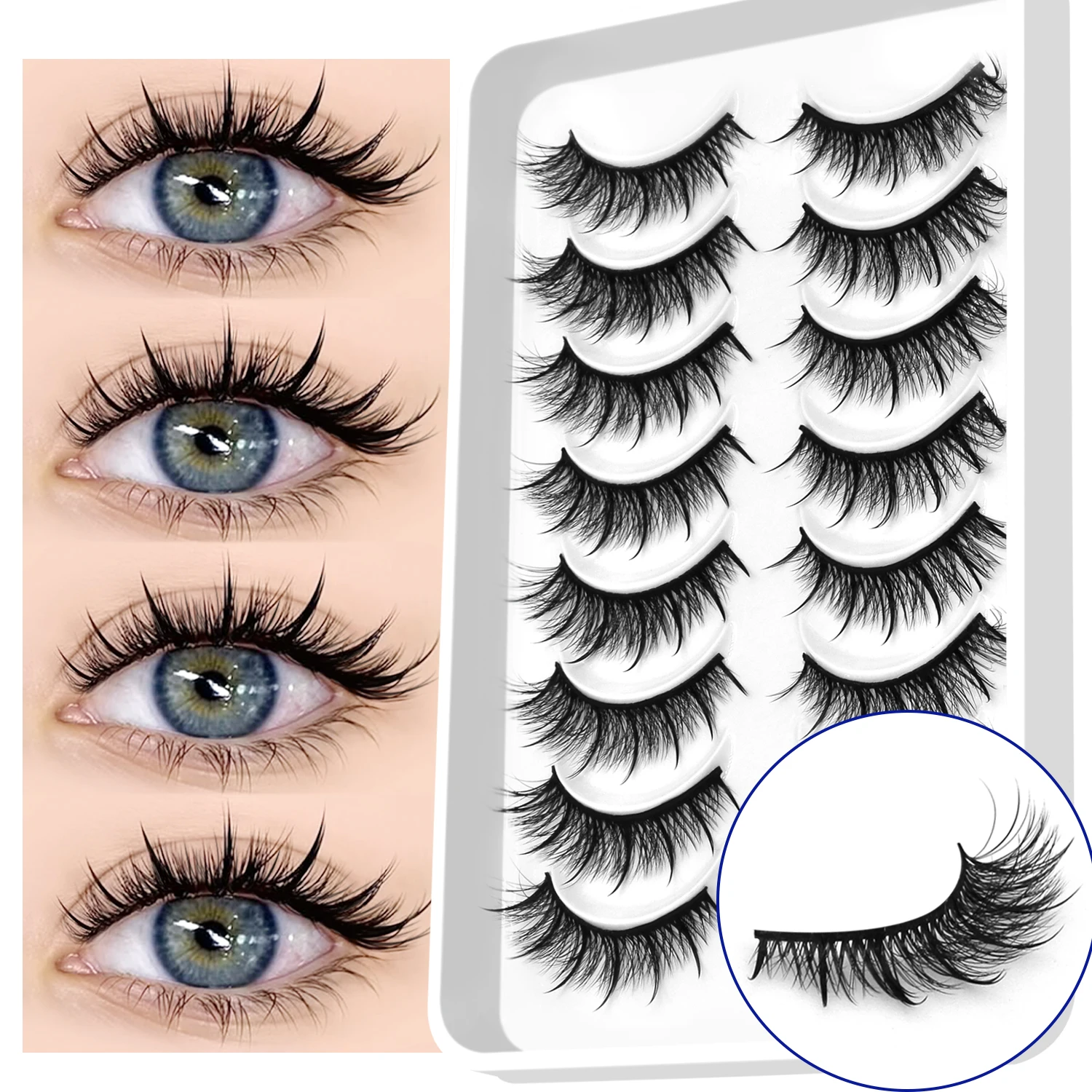 GROINNEYA NEW Wet Eyelashes Natural Fluffy Faux Mink Lashes Fashion Manga Lashes Natural And Dramatic Eyelash Extension Makeup