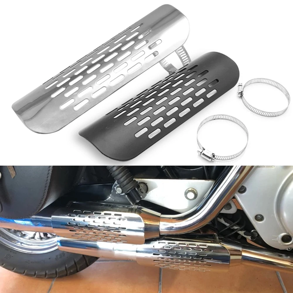 

Теплозащитный экран выхлопной трубы мотоцикла, защитная крышка глушителя, универсальная, подходит для Harley Honda Yamaha, аксессуары для мотоциклов на заказ