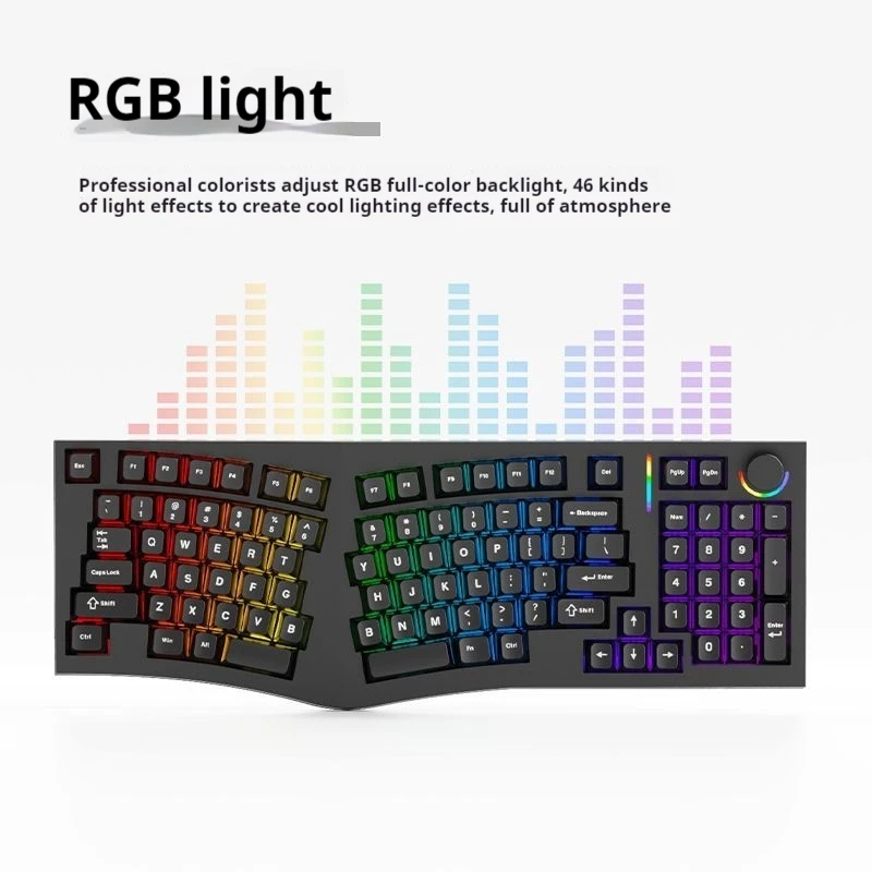 Imagem -05 - Teclado Mecânico sem Fio Alice Rgb Alice98 Pro Teclado Ergonômico de Hot-swap Game Alice98 Pro Modos Alice98 Pro Novo