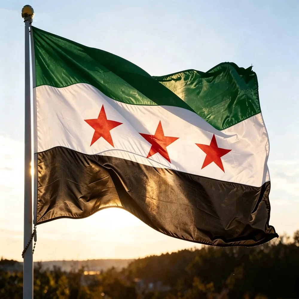 Syria Three Star Flag 2x3ft 3x5ft Polyester Banner Green White Black Syrian Patriotic Flag for Indoor Outdoor Display Decor
