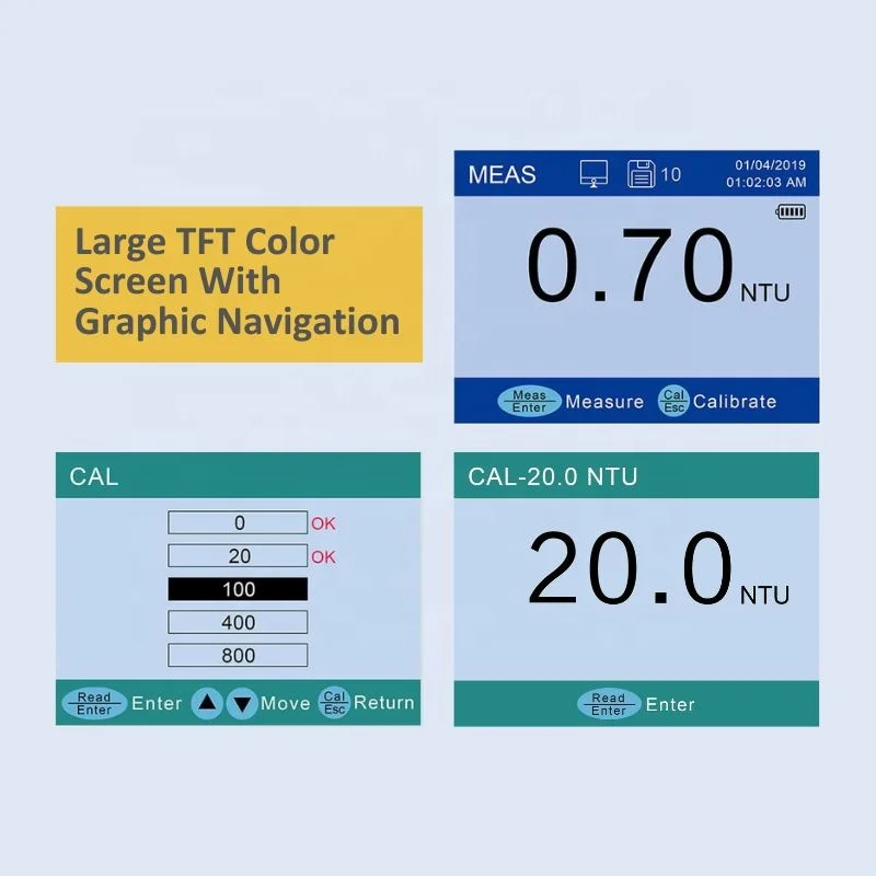 Handheld Turbidimeter ISO7027 Compliant Led Light Source Portable Turbidity Meter In NTU With Polymer Calibration Solution