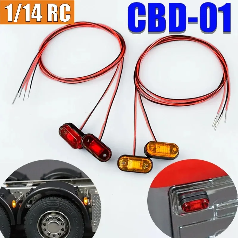 2pcs LED 3V Position Light The Width/Warning Lamp for 1/14 Tamiya RC Truck Tipper For SCANIA 770S 56368 VOLVO ACTROS MAN Car