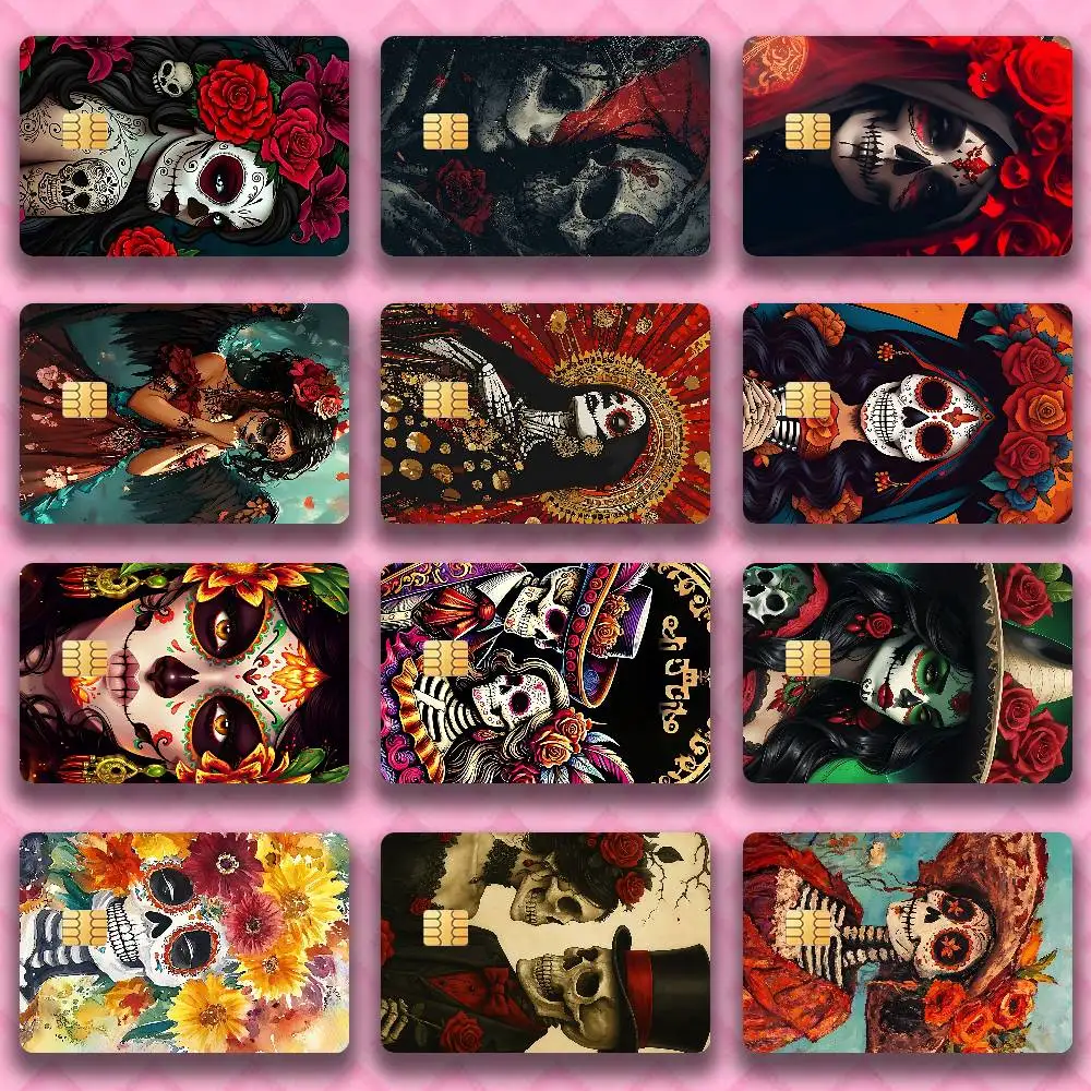 Mexican Catrina Skull Credit Debit Bank Film Skin Sticker Front Cover