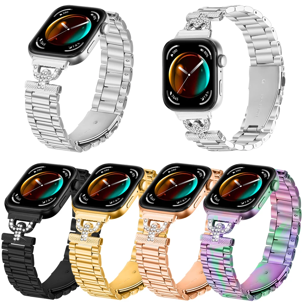 Pulseira de aço inoxidável para huawei watch fit 4/4 pro, acessórios de smartwatch, pulseira de substituição para huawei watch fit 3, pulseira de metal