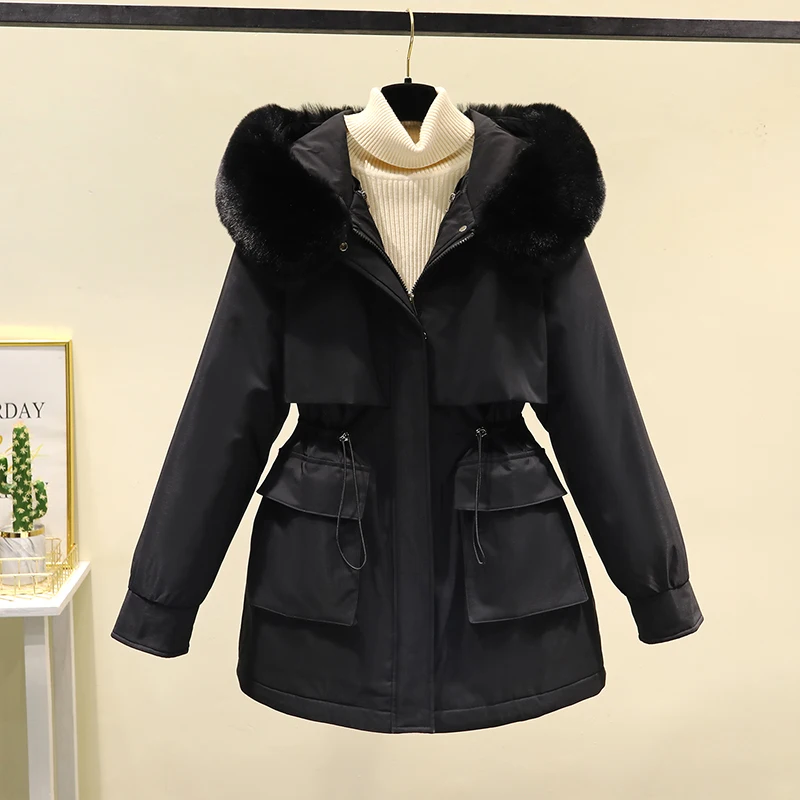 Detachable Women's Parka Coat Warm Cotton Clothes 2025 New Style Three-Way Wear Thick Cotton Jacket Outerwear