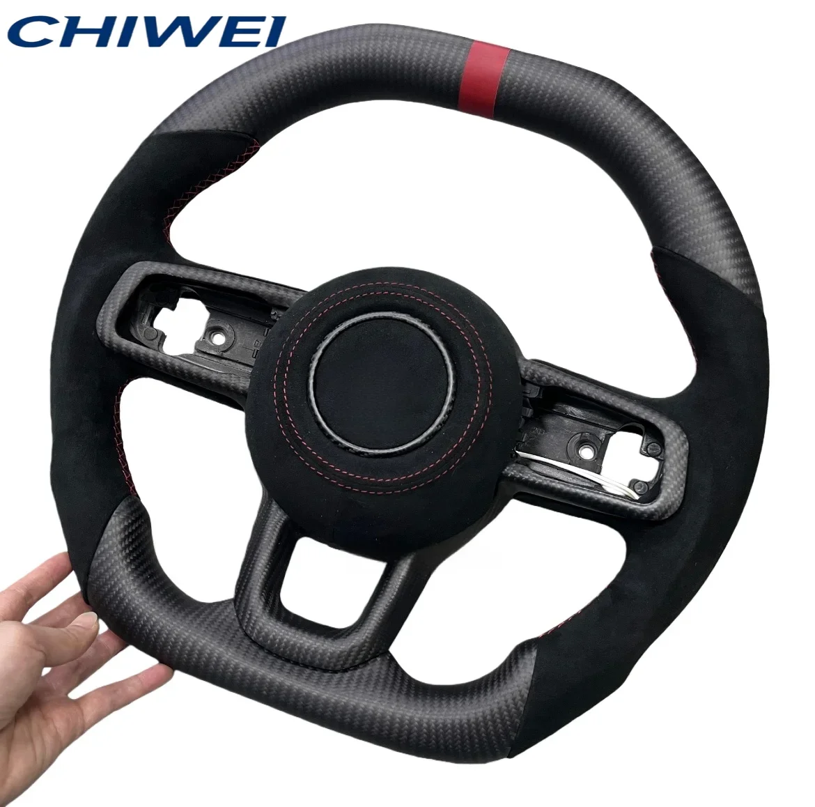Real Carbon Fiber Steering Wheel Flat Bottom Sport Design Jeep Renegade Wrangler JL Grand Cherokee SRT for Mustang Custom
