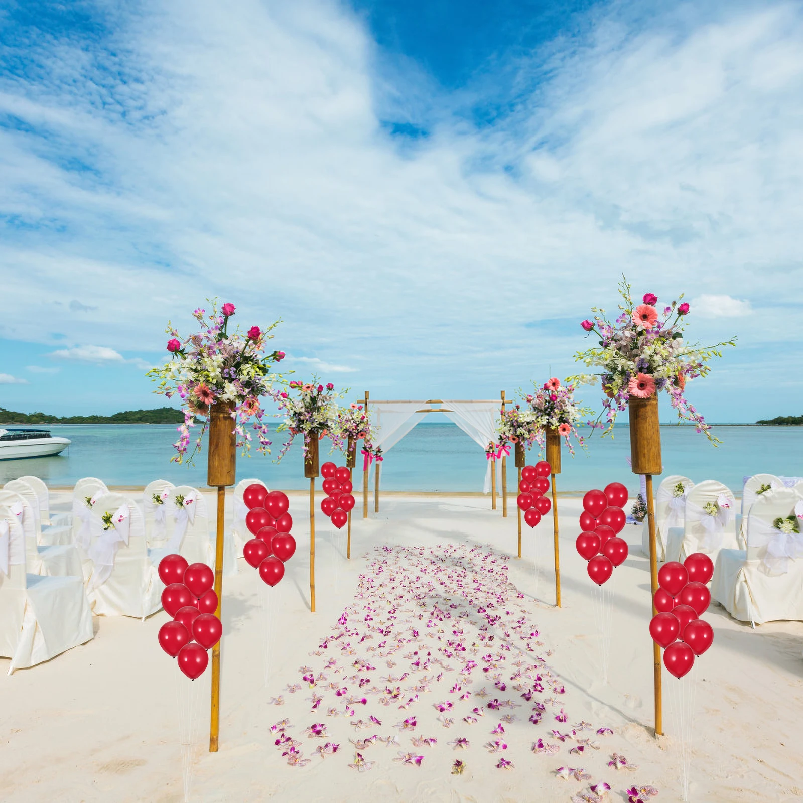 

100pcs Wedding Balloon Garnet Latex Balloon Decorative Latex Balloons Kit for Wedding Decorations (Red)