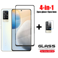 4-in-1 For Glass Vivo X60 5G Full Cover Tempered Glass X60t X50 Lite X30 Pro Camera Lens Screen Protector For Vivo X60 5G Glass