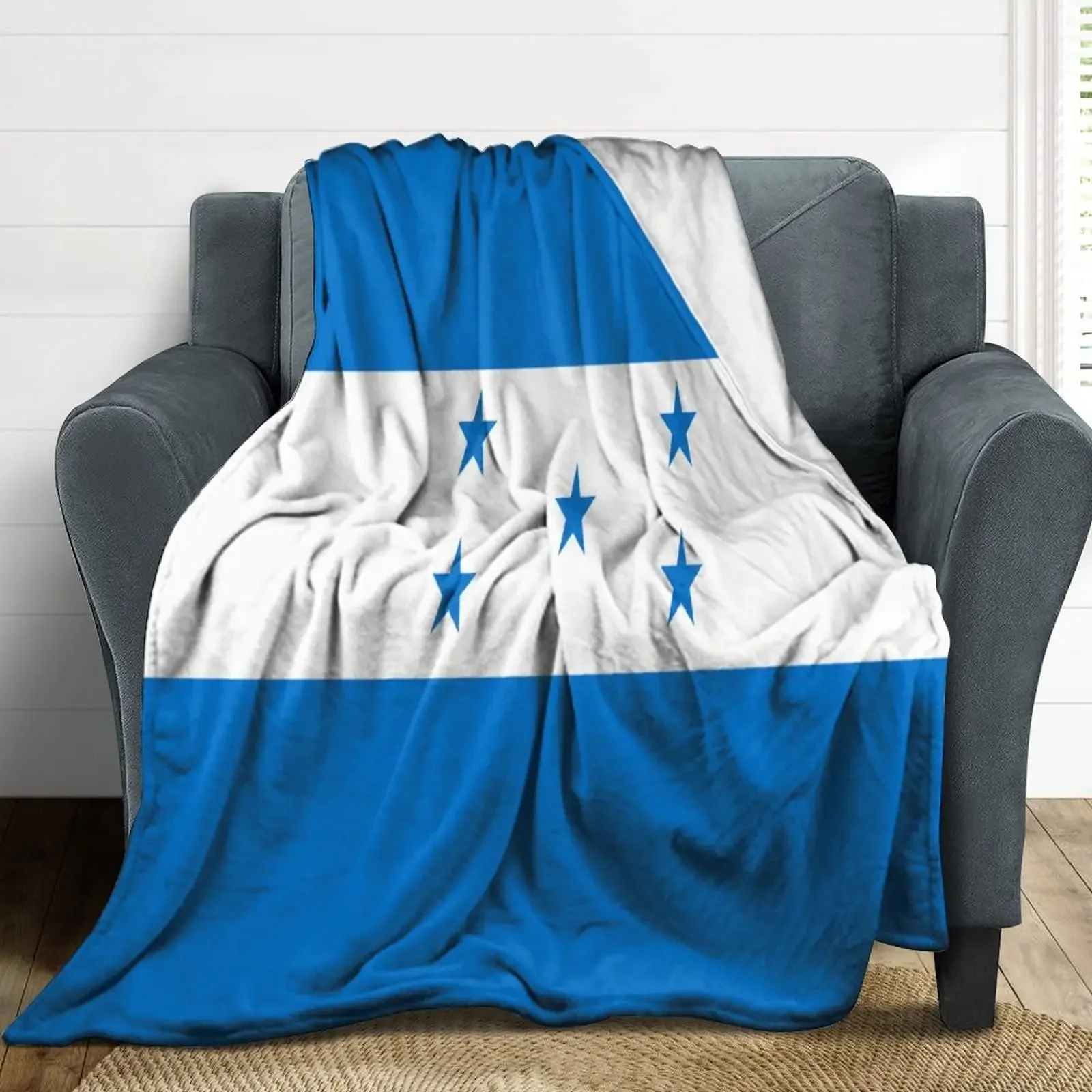 Honduras Flag Sherpa Blanket Comfy Bed Blanket for Family Festival Gifts, Cozy Flannel Throw Blankets Durable Warm Sofa Blanket