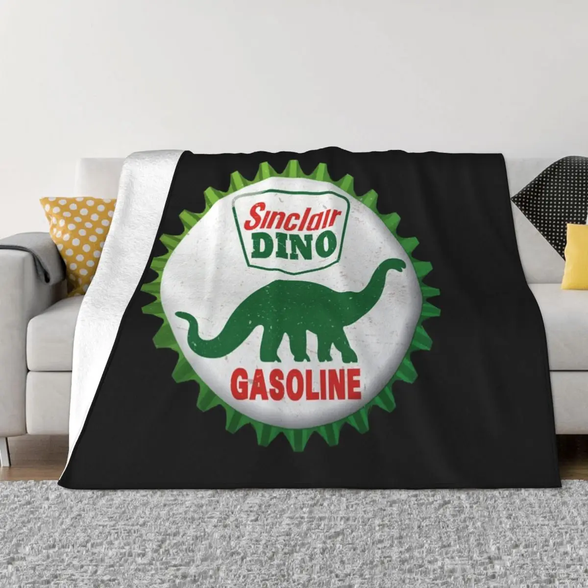 

Sinclair Dino Gasoline Bottle Cap Retro Throw Blanket Bed covers Bed blanket