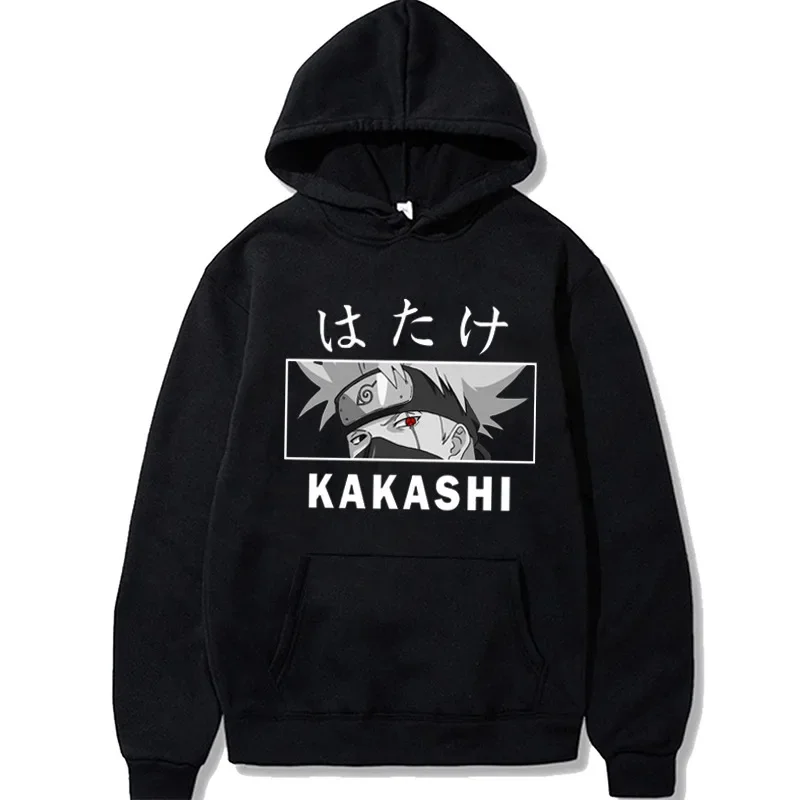 Hoodies Hatake Kakashi manga comprida, moletom com capuz anime para meninos e meninas jovens