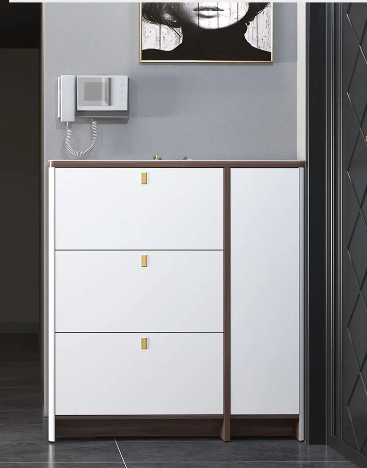 LMM ultra-thin shoe cabinet 17cm solid wood tipping bucket at the door of the home, light luxury and large-capacity home entry