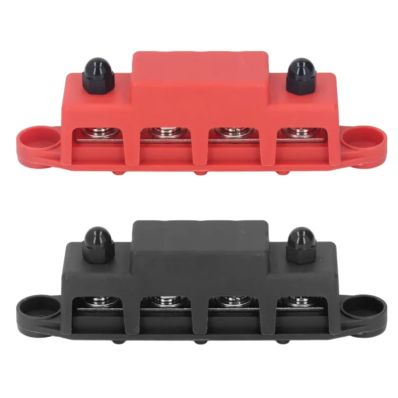 2Pcs Power Distribution Block Bus Bar 48V 250A M8 Screw 4 Terminal Power Distribution Block Automobile Boat Accessories